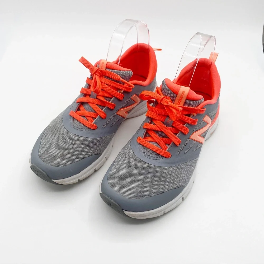 New Balance Gray and Orange Sneakers Active Casual Stylish Size 6